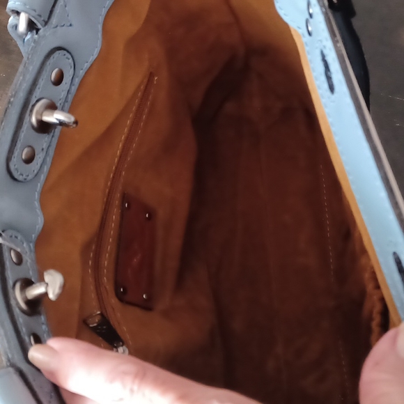 Patricia Nash Rose Tool Collection Arden Tote Crossbody Leather Blue Han… - Picture 6 of 15